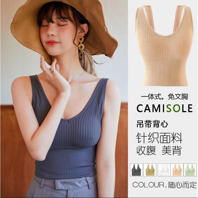 Áo Ngực Thể Thao Không Gọng Không Đường May Họa Tiết Kẻ Sọc Co Giãn Thời Trang 19881