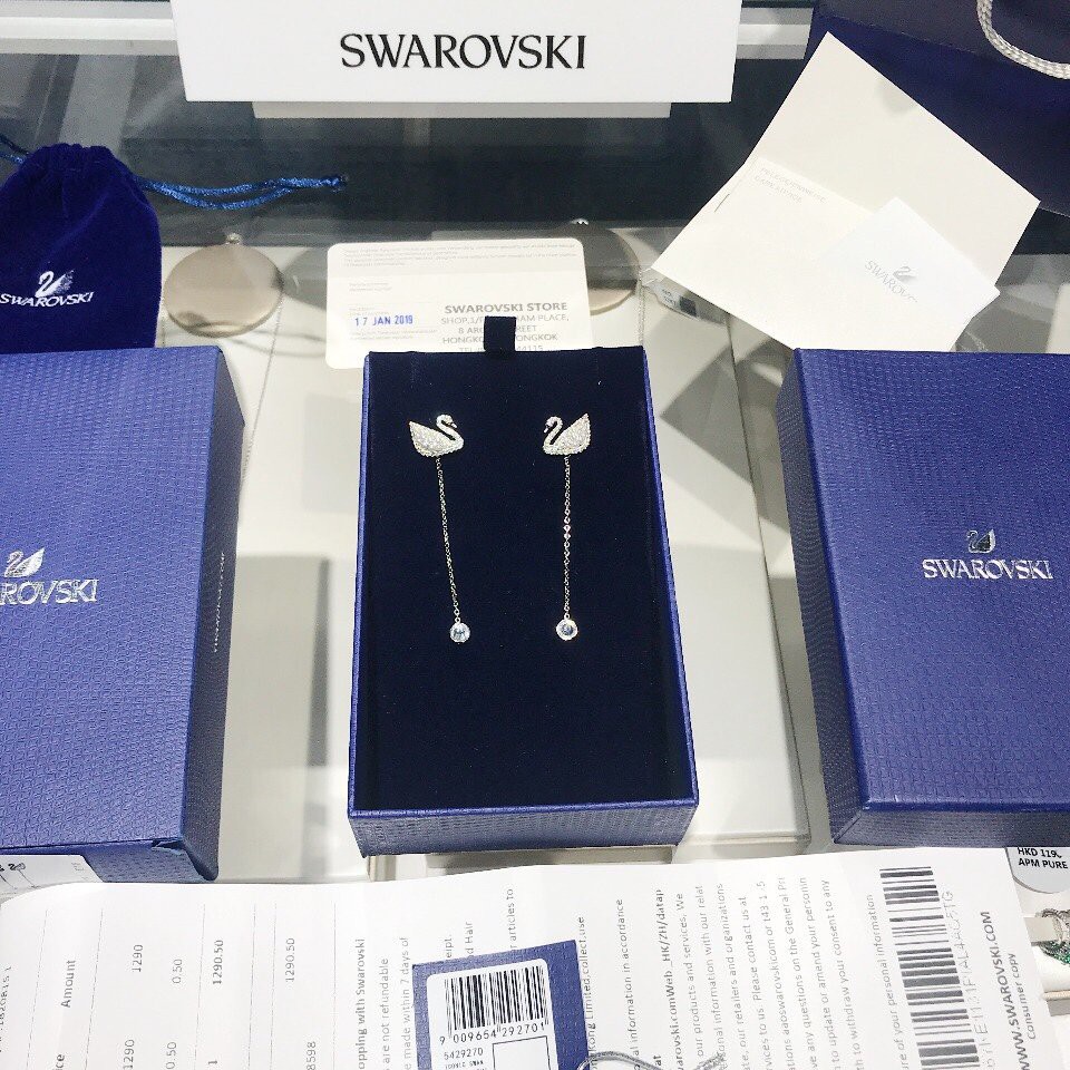 SWAROVSKI Bông Tai Thiên Nga Đính Đá Sang Trọng 5429270