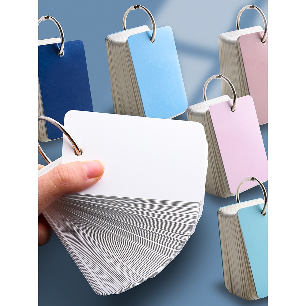 Thẻ SIÊU TO flashcard trắng CAO CẤP  siêu dày tặng bìa 4D kèm khoen