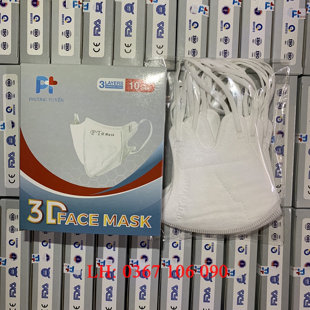 Khẩu Trang 3D Mask PT Người Lớn Hộp 10 Cái