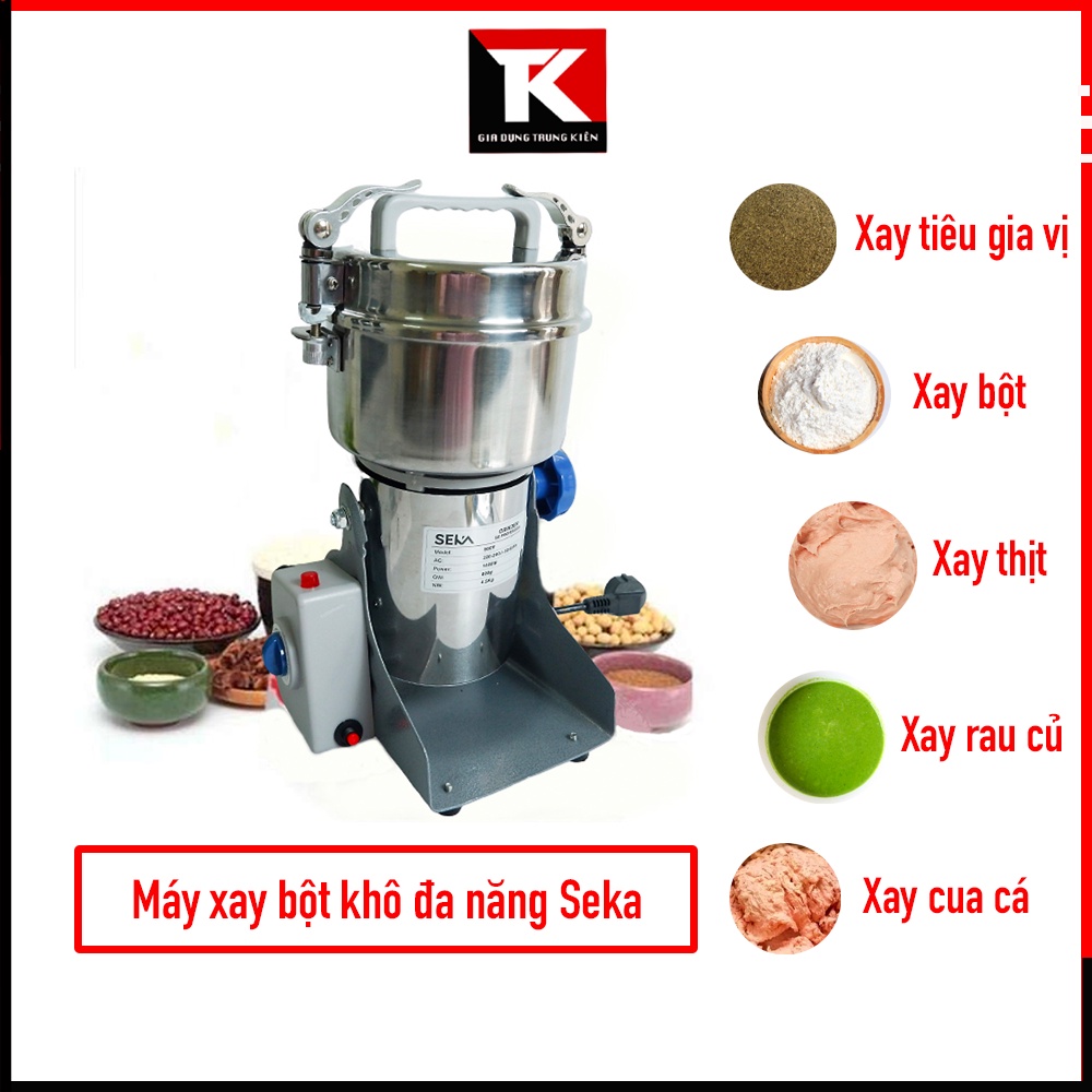 Máy Xay Nghiền Bột Khô Đa Năng SEKA Chính Hãng - Máy Xay Gia Vị, Xay Thịt Cá, Xay Đồ Ăn Dặm - Bảo Hành 12 Tháng