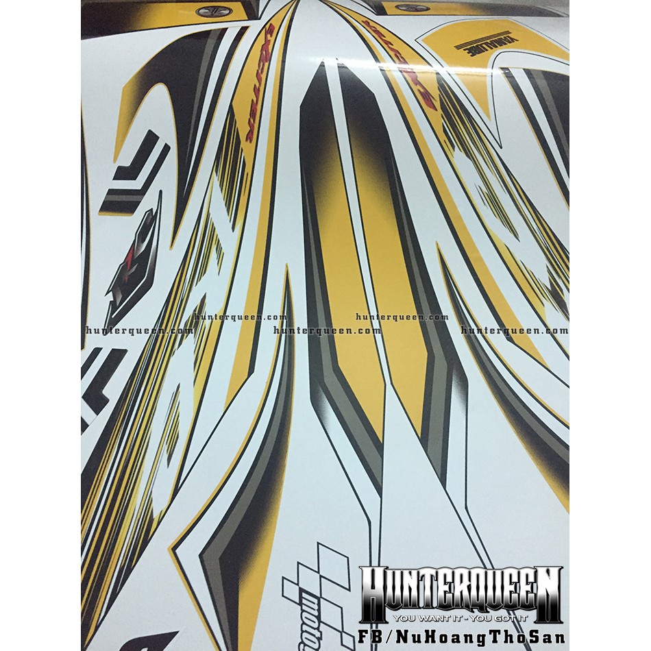 Tem rời Exciter 135 RC đời 2006-2010. Dán xe vàng đen. Thiết kế theo yêu cầu