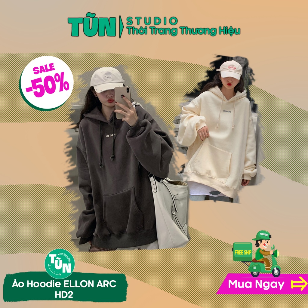 Áo hoodie nam nữ Ellon Erc phong cách oversize, Áo sweater nỉ siêu đẹp vải siêu dày form rộng Unisex HD2 Tunstudio
