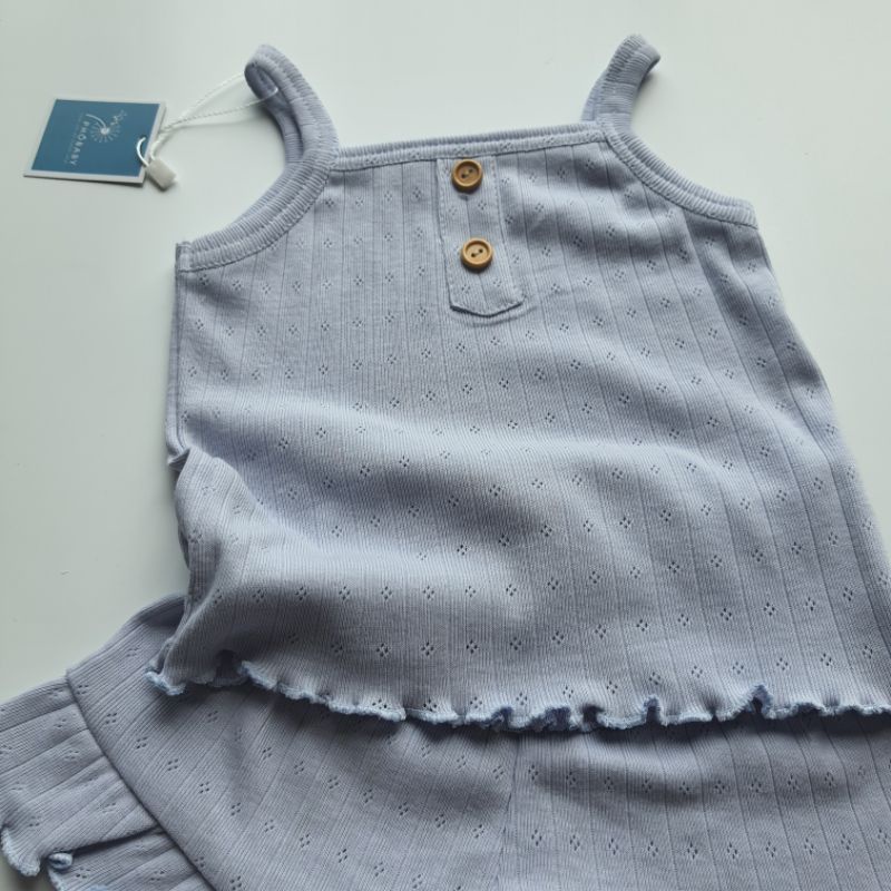 Bộ hai dây bé gái vải cotton Hàn độ co giãn tốt, mềm mại cho bé