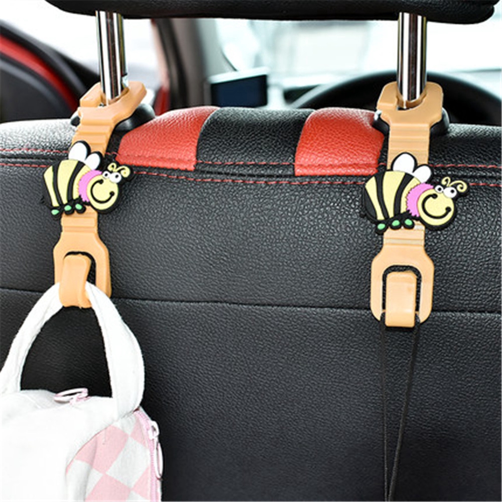 Bộ 2 móc treo đồ gắn sau ghế xe hơi thiết kế hoạt hình xinh xắn