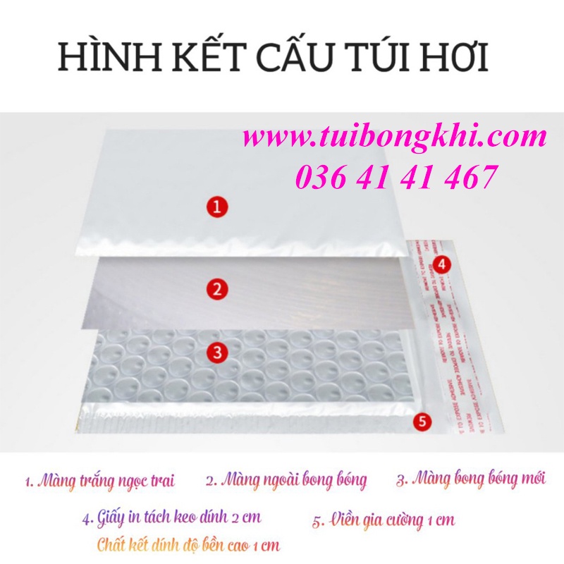 [Shop yêu thích-N] 50 Túi bong bóng khí - Túi giấy Kraft bọc xốp hơi, xốp nổ đóng hàng, gói hàng