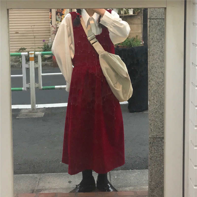 Bộ Áo Sơ Mi + Đầm Không Tay Thiết Kế Mới Thời Trang Theo Phong Cách Hàn Quốc Dành Cho Nữ