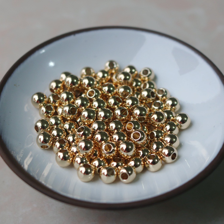 Set 100 Hạt Xâu Làm Trang Sức Màu Vàng Đồng 14K 2/3/4/5/6MM