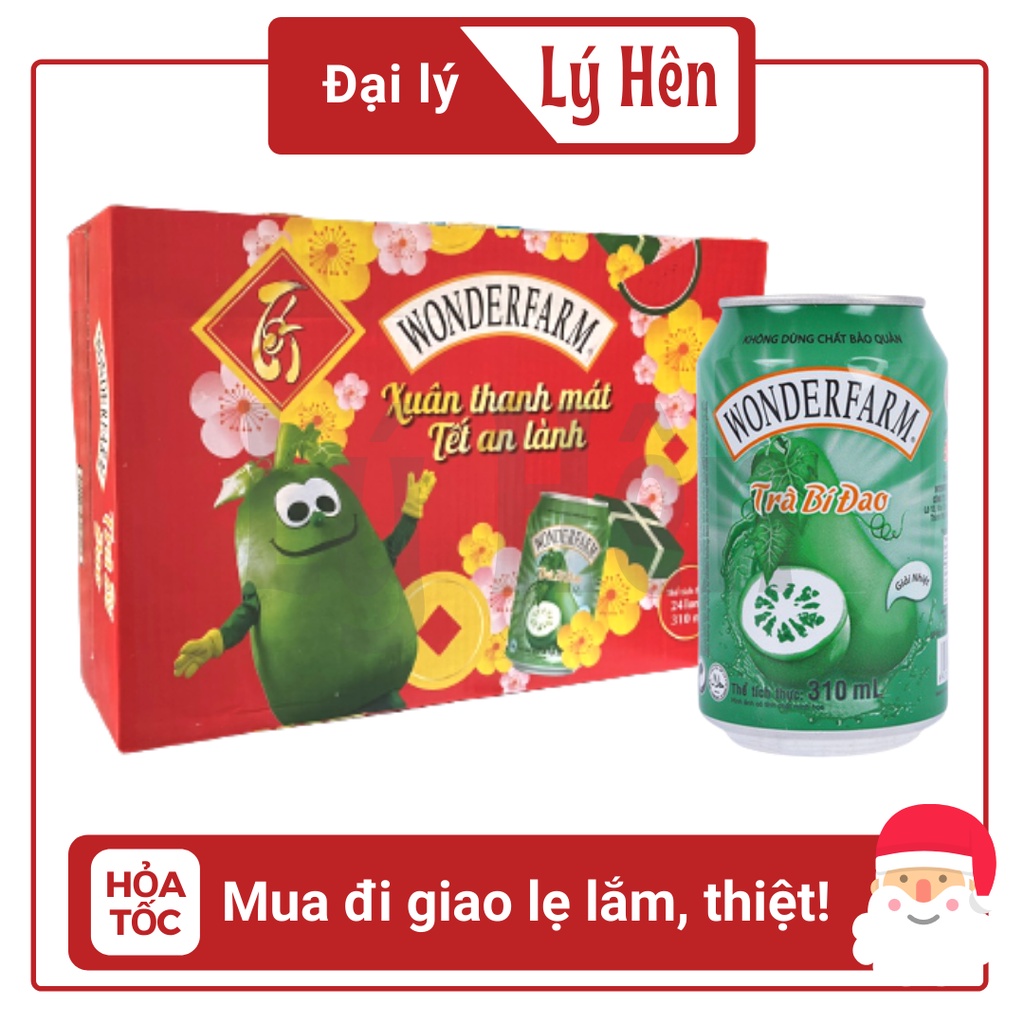[Chỉ hỏa tốc] Thùng 24 Lon Trà Sâm Bí Đao Wonderfarm Lon 310ml Date Luôn Mới