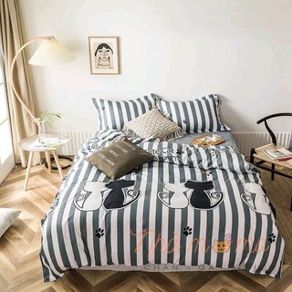 Bộ Chăn Ga Gối Cotton Poly Mẫu Cặp Đôi Mèo Siêu Cute - Nha Momo