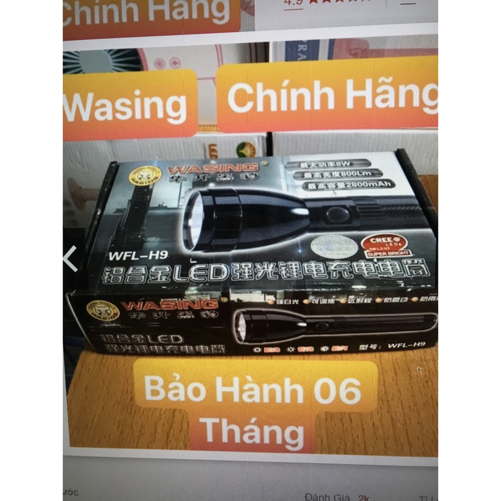 Đèn Pin Siêu Sáng Wasing H9 H6 H7 (Hàng Công Ty 100%)