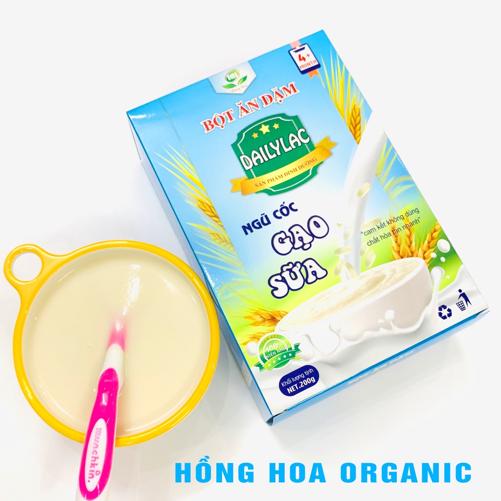 Bột Ăn Dặm 4 Vị Gạo Sữa, Táo, Chuối, Yến Mạch Thơm Ngon - Bột Ăn Dặm DaiLyLac Hồng Hoa Organic - Cam Kết Bé Ăn Ngon