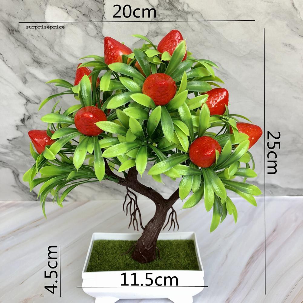 Bộ chậu cây dâu giả trang trí nội thất sân vườn