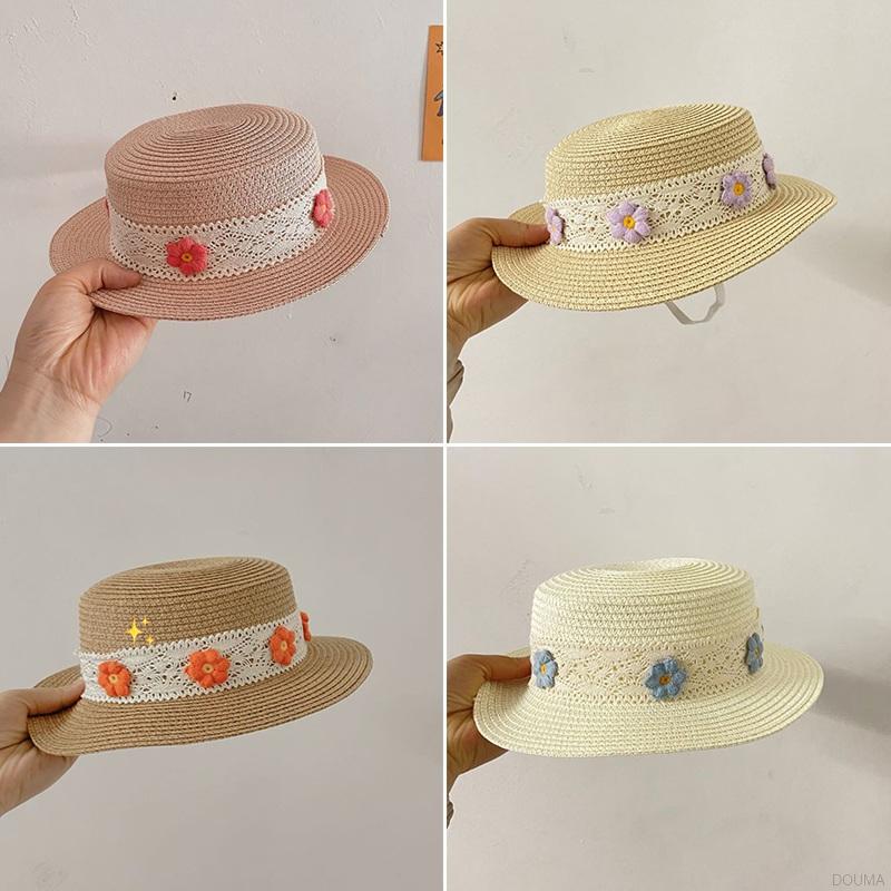 Mũ Cói Chống Nắng Phối Ren Hoa Thời Trang Mùa Hè Cho Bé