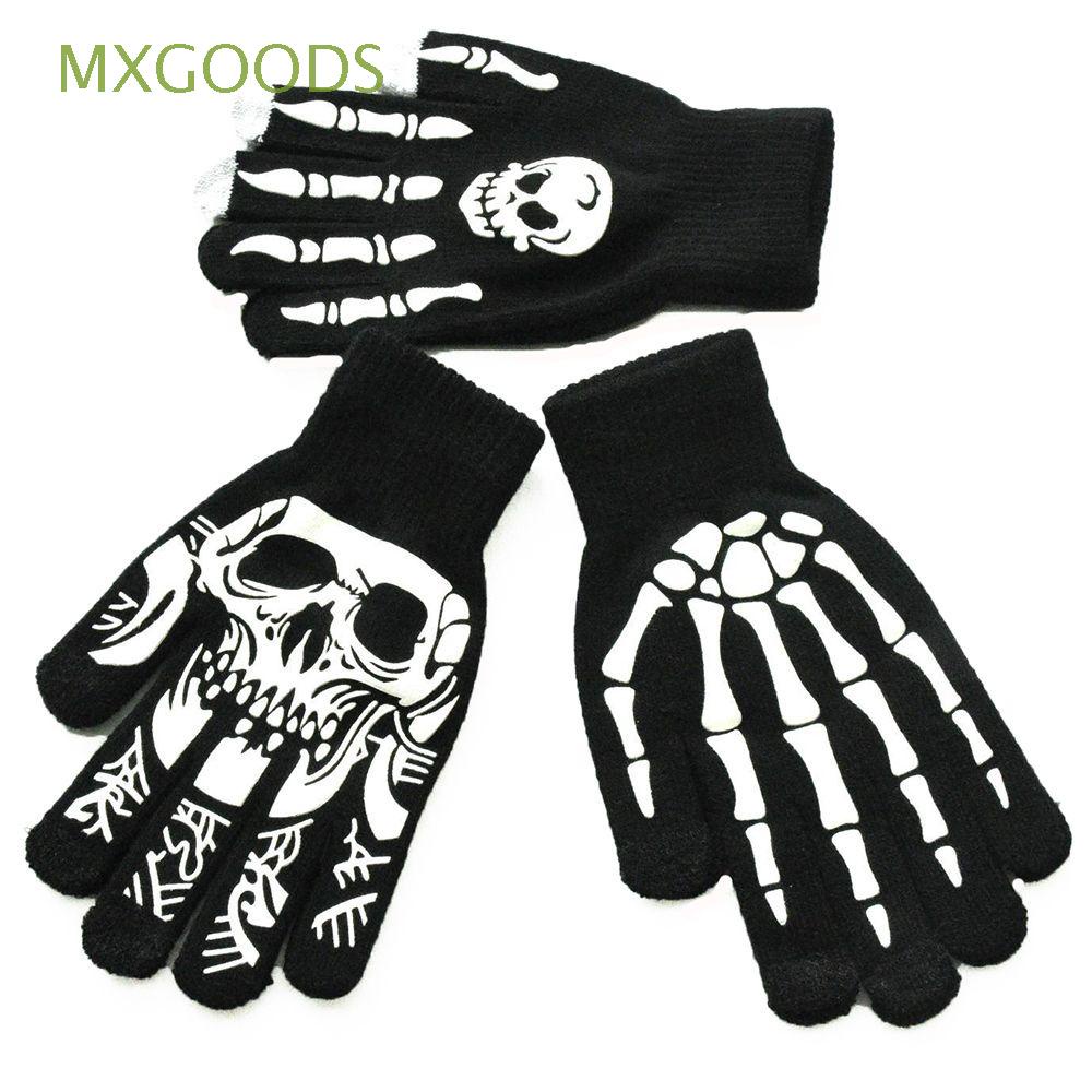 Găng tay hở nửa ngón hình xương phong cách punk cá tính năng động dành cho nam