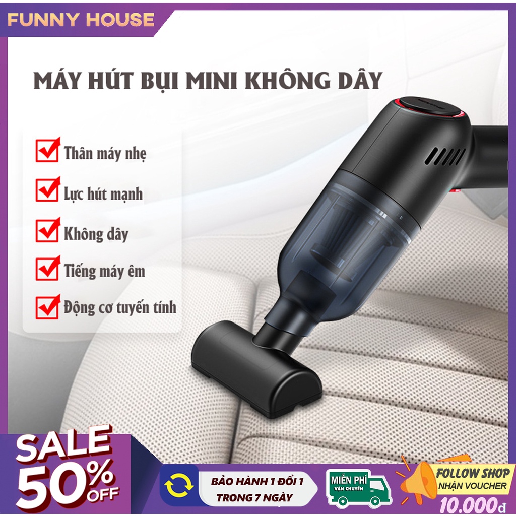 Máy hút bụi cầm tay mini, lực hút mạnh 9000 PA, hút sạch bụi bẩn nhỏ, lông chó mèo, chăn ga gối đệm và ga đệm oto