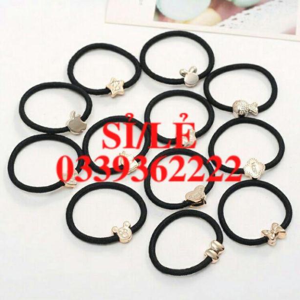 Sỉ 50 chiếc chun cột tóc dây đen họa tiết đơn giản mà tinh tế HAIANHSHOP