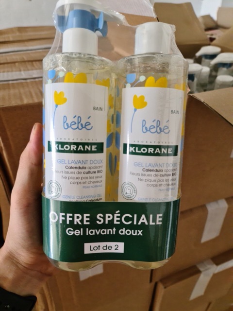 Sữa tắm gội 2 in 1 Klorane bebe Pháp (mẫu mới)