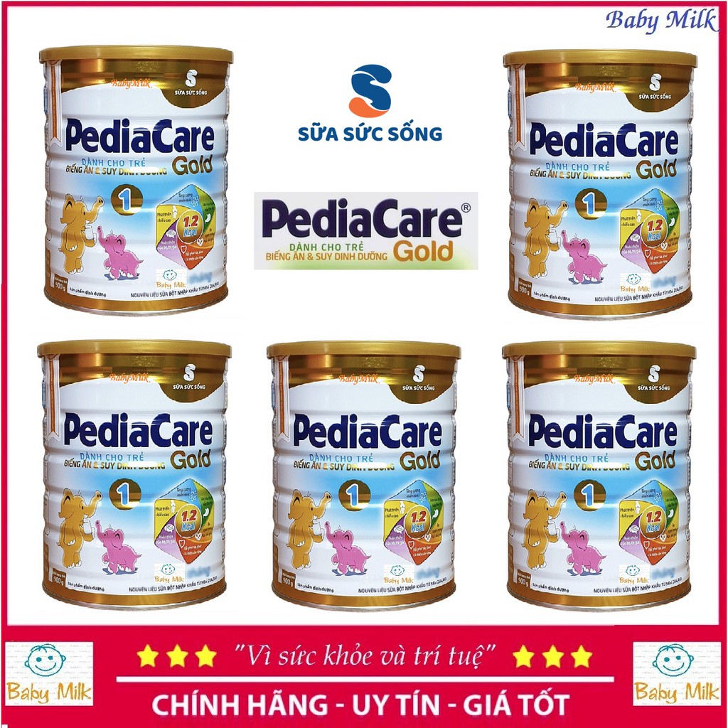 Combo 5 lon sữa PediaCare Gold 1 (900g) date 2023