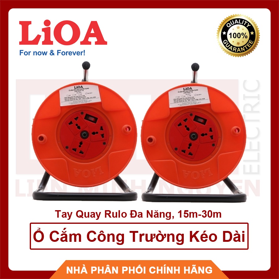 LIOA - Ổ Cắm CÔNG TRƯỜNG Kéo Dài Tay Quay Rulo Đa Năng 30m, Có CB bảo vệ quá tải, Có nắp che an toàn Chịu Va Đập