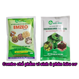Chế phẩm vi sinh trichoderma bacillus + chế phẩm EMZEO ủ phân chuồng (lợn, bò, gà, dê, vịt), rơm rạ, lá cây, mùn cưa