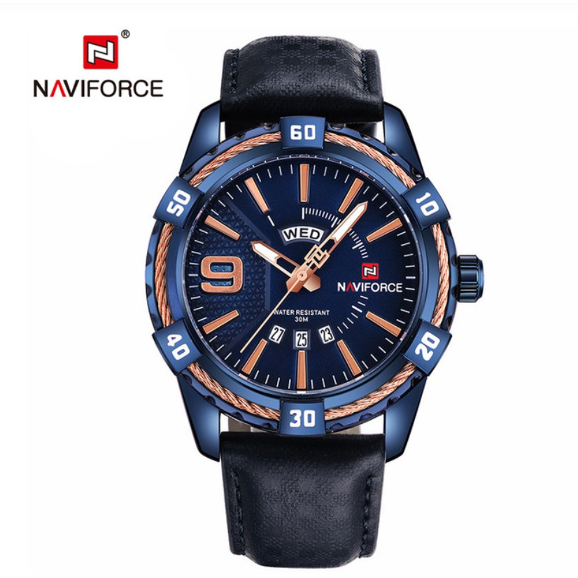 NAVIFORCE NF9117L Men Sport Fashion Leather Band Analog Quartz Watch