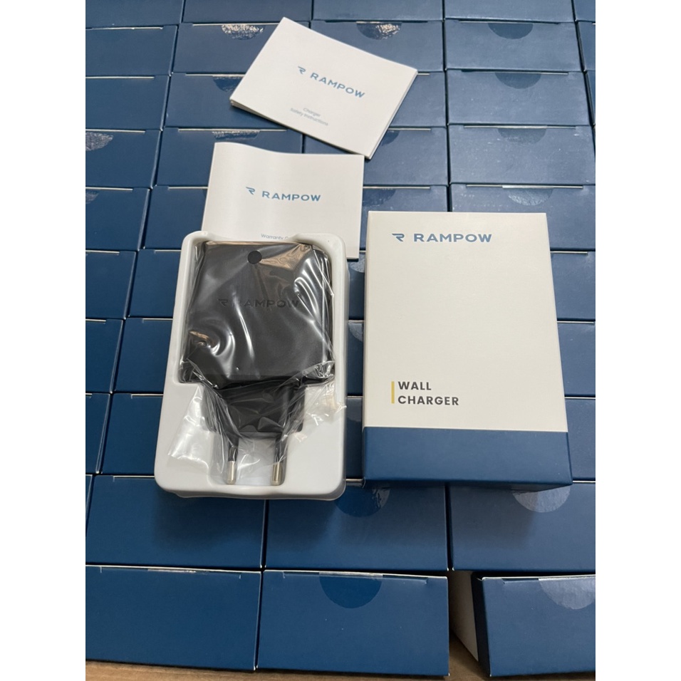 Củ Sạc siêu nhanh RAMPOW 38W chính hãng thương hiệu Mỹ hai cổng PD và USB, sạc nhanh cho IP, Samsung, Huawei, Oppo,..