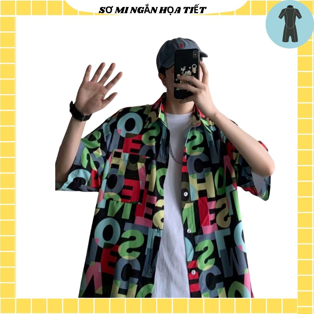 Áo Sơ Mi Tay Ngắn Unisex Cổ Bẻ Phông Cách Hàn Quốc Freesize
