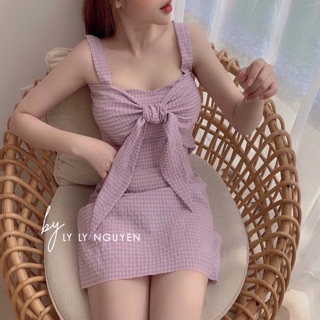 Váy caro nơ ngực cực xinh