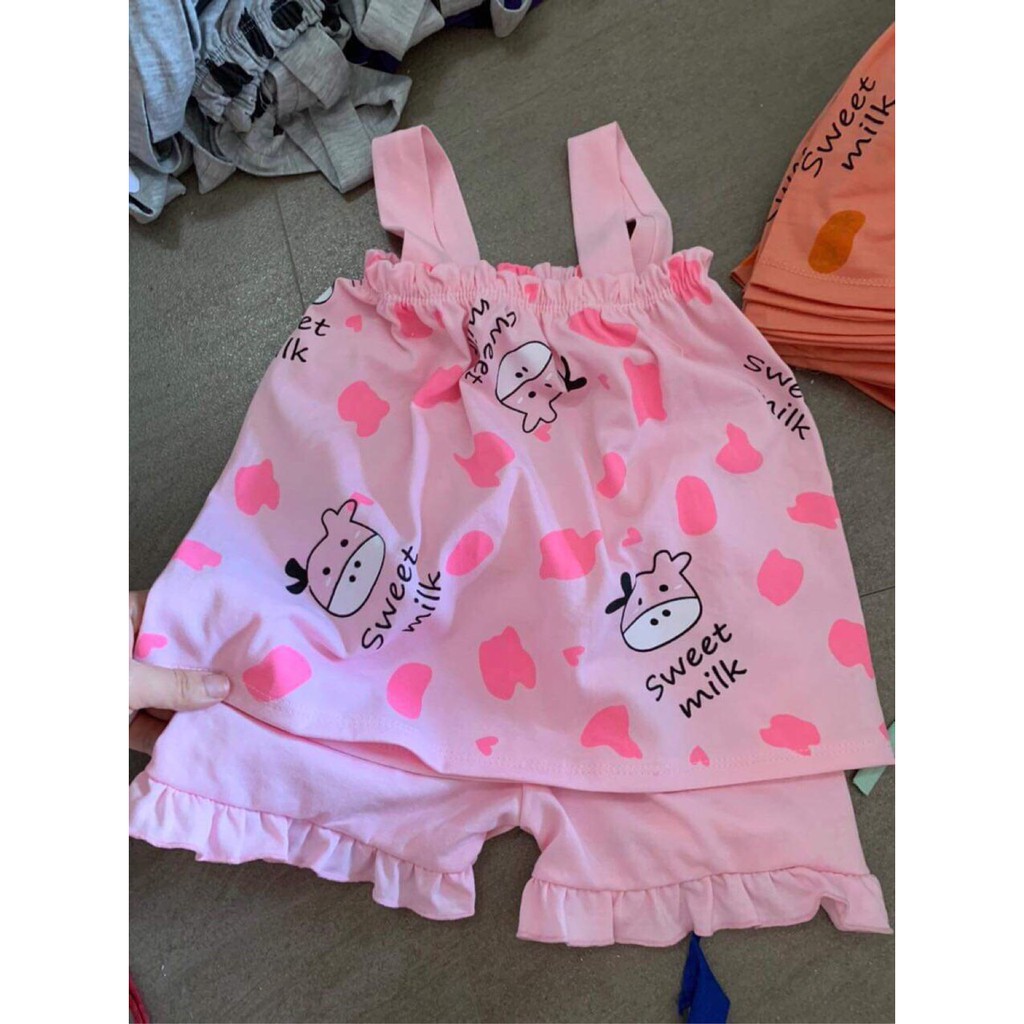 Bộ 2 dây bò sữa siêu cute  quai bèo điệu đà cho cho bé gái 8-18kg