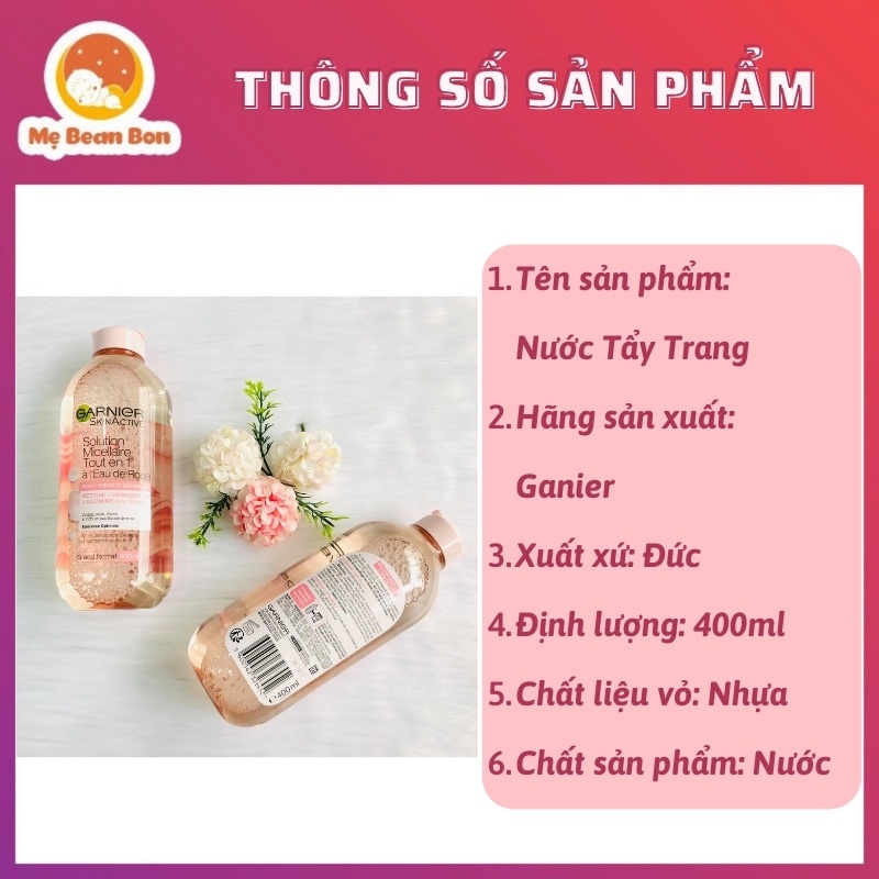 [BẢN ĐỨC] Nước Tẩy Trang Ganier 400ml, Dầu Tẩy Trang Ganier Tách 2 Lớp Bản Đức Xịn Xò