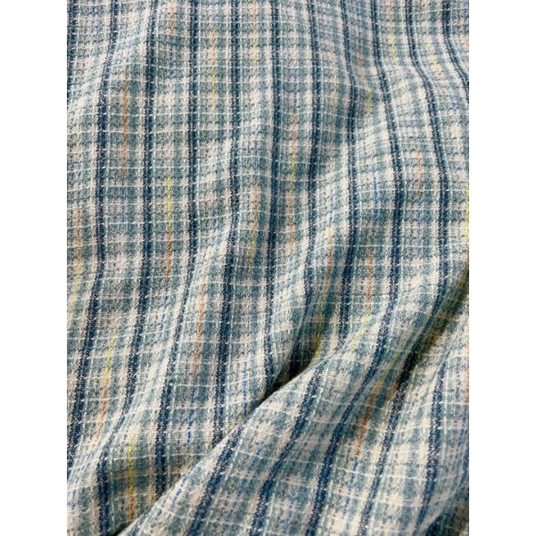 Vải dạ tweed kẻ xanh