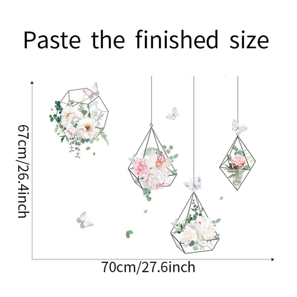 Sticker Dán Tường Họa Tiết Giỏ Hoa Trang Trí Phòng Khách