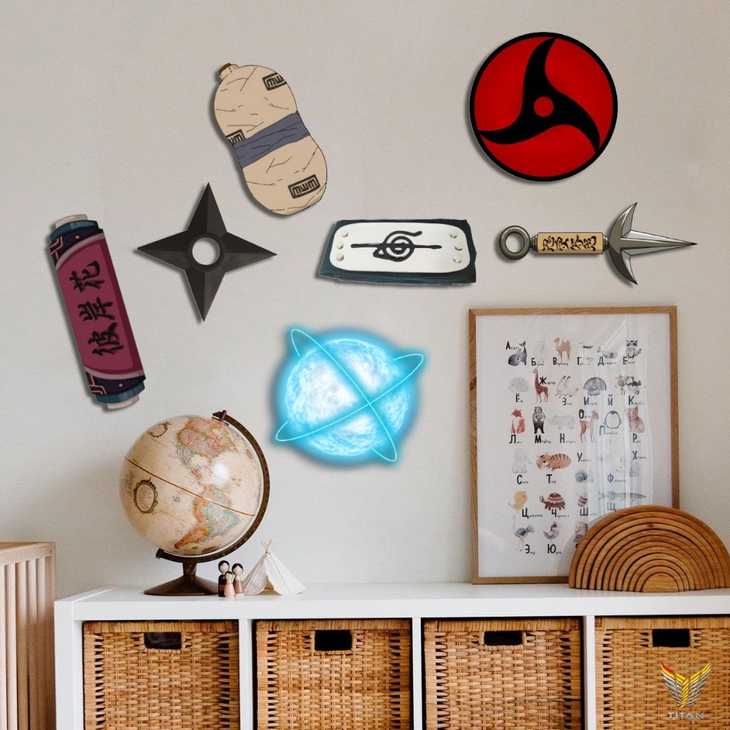 Bộ tranh dán tường Vũ khí Naruto, chất liệu Fomex, tranh decor trang trí nhà cửa, phòng ngủ