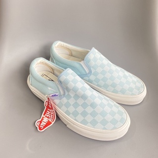 | có sẵn - ảnh thật | giày thể thao vans caro xanh bản 1:1