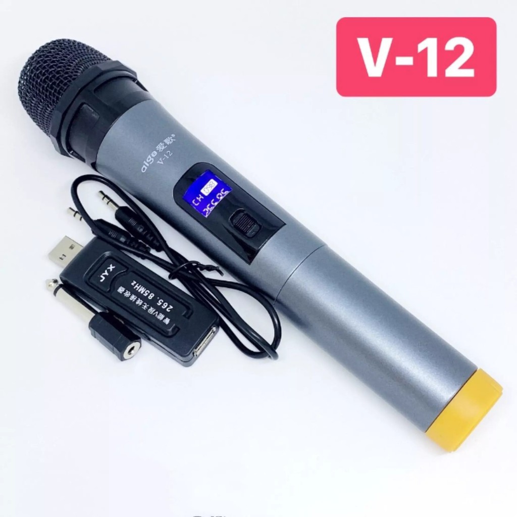 [GIÁ GỐC] Micro Karaoke V12 không dây cho loa kéo, loa karaoke, loa bluetooth Zangsong màn hình LCD Hỗ trợ các thiết bị