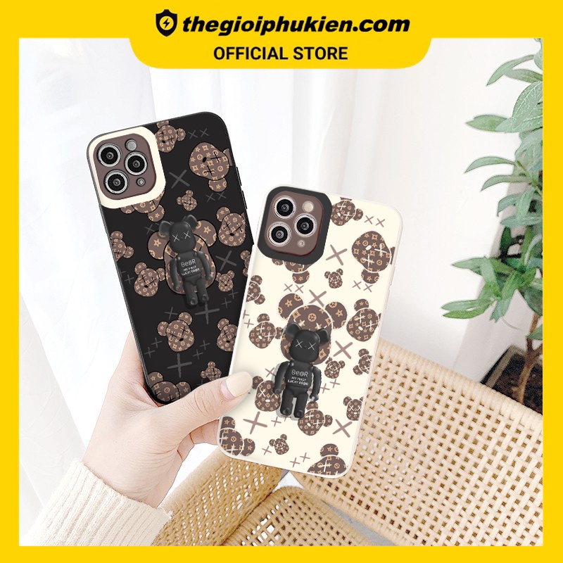 Ốp iphone - Ốp lưng iphone cạnh vuông viền camera lucky bear dành cho ip 6 đến 14promax - ng126