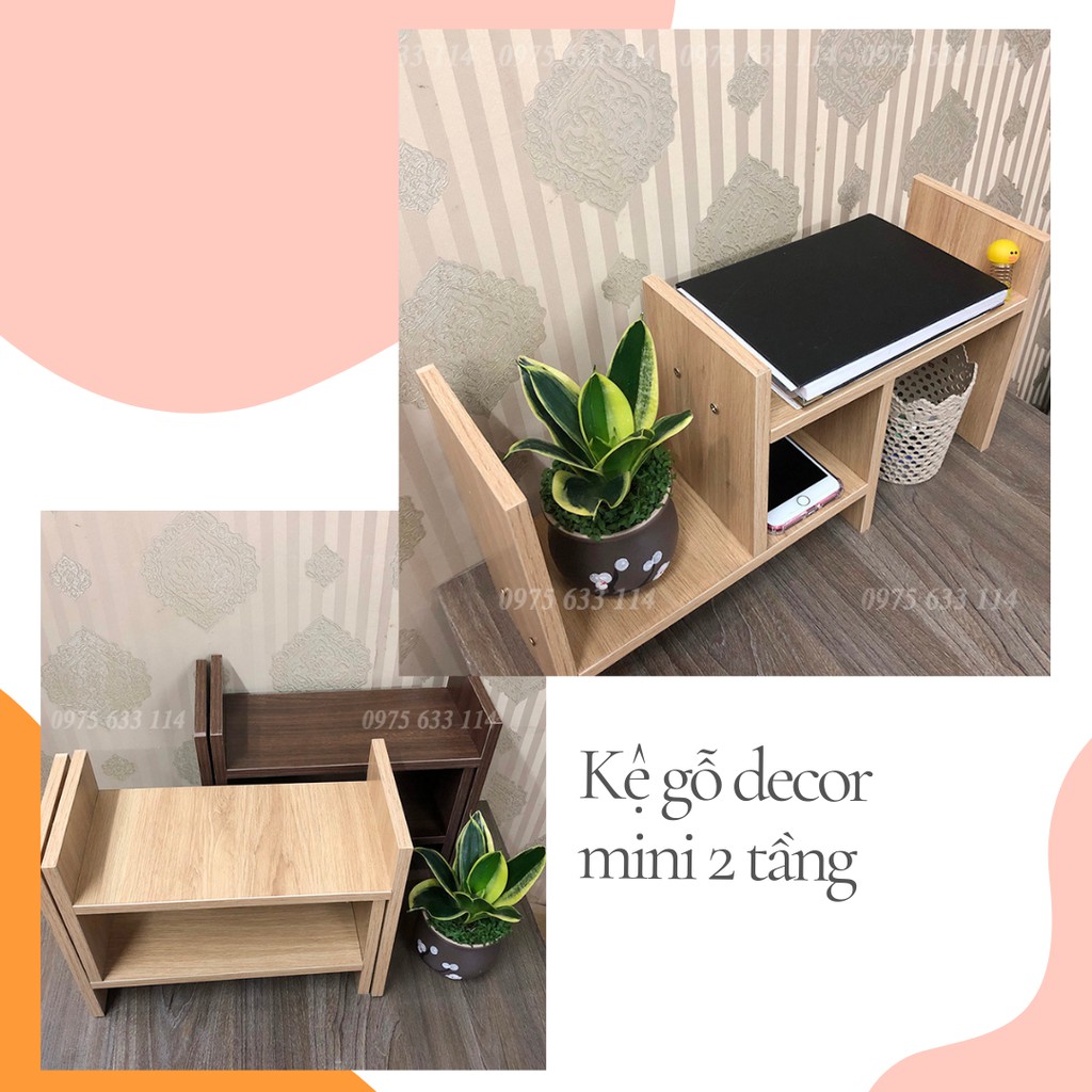 Kệ sách gỗ để bàn❤️FREESHIP❤️Kệ sách để bàn mini 2 tầng trang trí bàn học, bàn làm việc (K1)