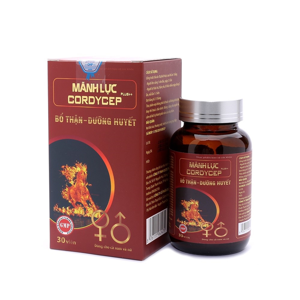 Mãnh lực Cordycep Plus Đỏ tăng cường sinh lý nam, bổ thận tráng dương - Hộp 30 viên