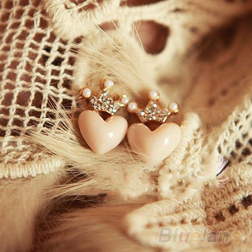 1 Đôi Bông Tai Hình Vương Miện / Trái Tim Xinh Xắn Cho Nữ