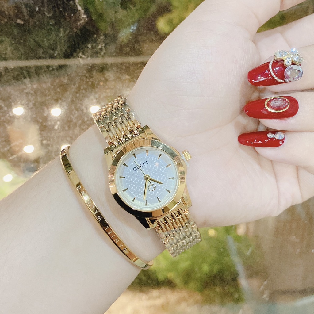 Đồng hồ nữ GUCCI dây kim loại thiết kế tinh tế hợp gu thời trang giới trẻ, chống nước, bảo hành 12 tháng