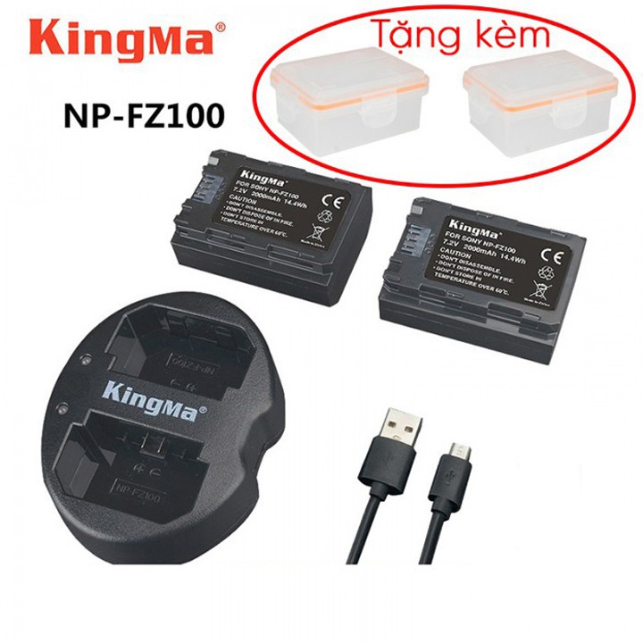 Pin sạc Kingma cho Sony NP-FZ100 + Hộp đựng Pin, Thẻ nhớ