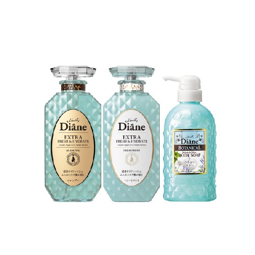 Bộ 3 gội xả kiềm dầu Moist Diane Extra Fresh &amp; Hydrate 450mlx2 + Sữa tắm Moist Diane 500ml