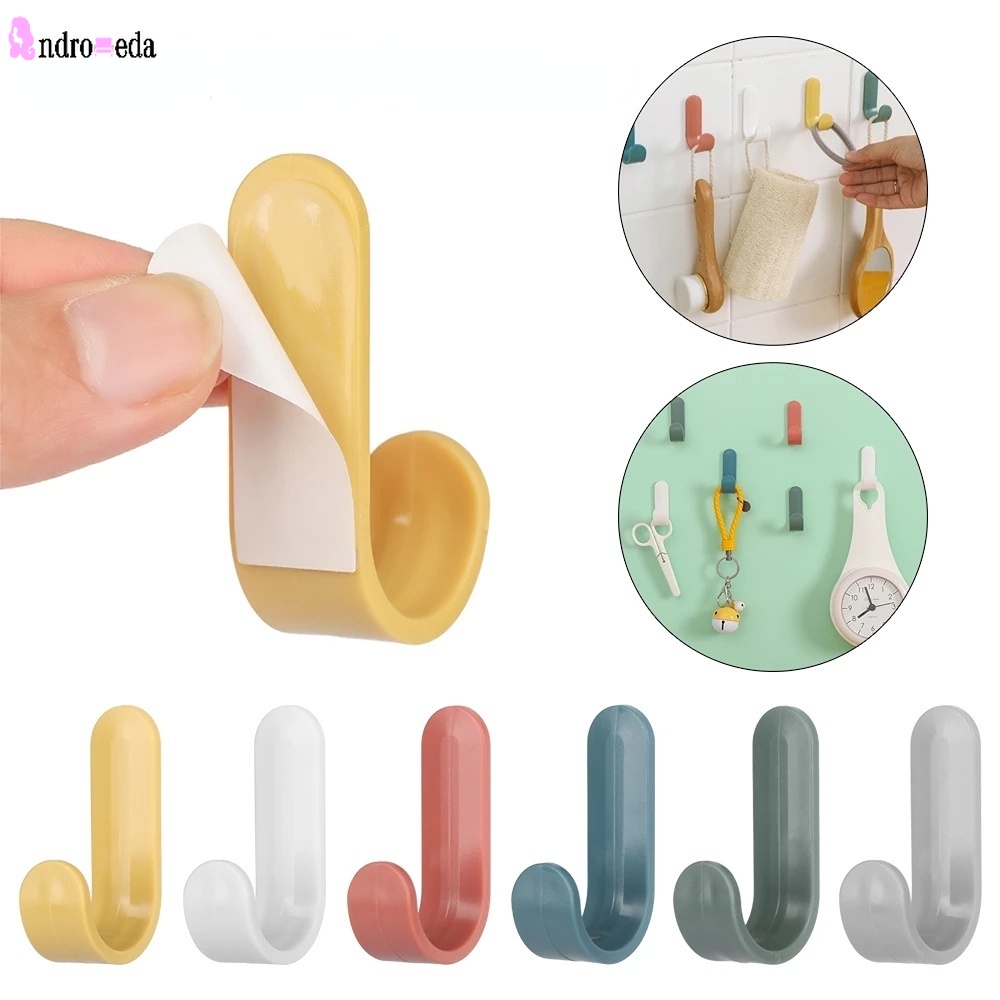 Set 10 Móc Chữ J Dán Tường Không Cần Đinh Vít Tiện Dụng Cho Nhà Bếp/Phòng Tắm