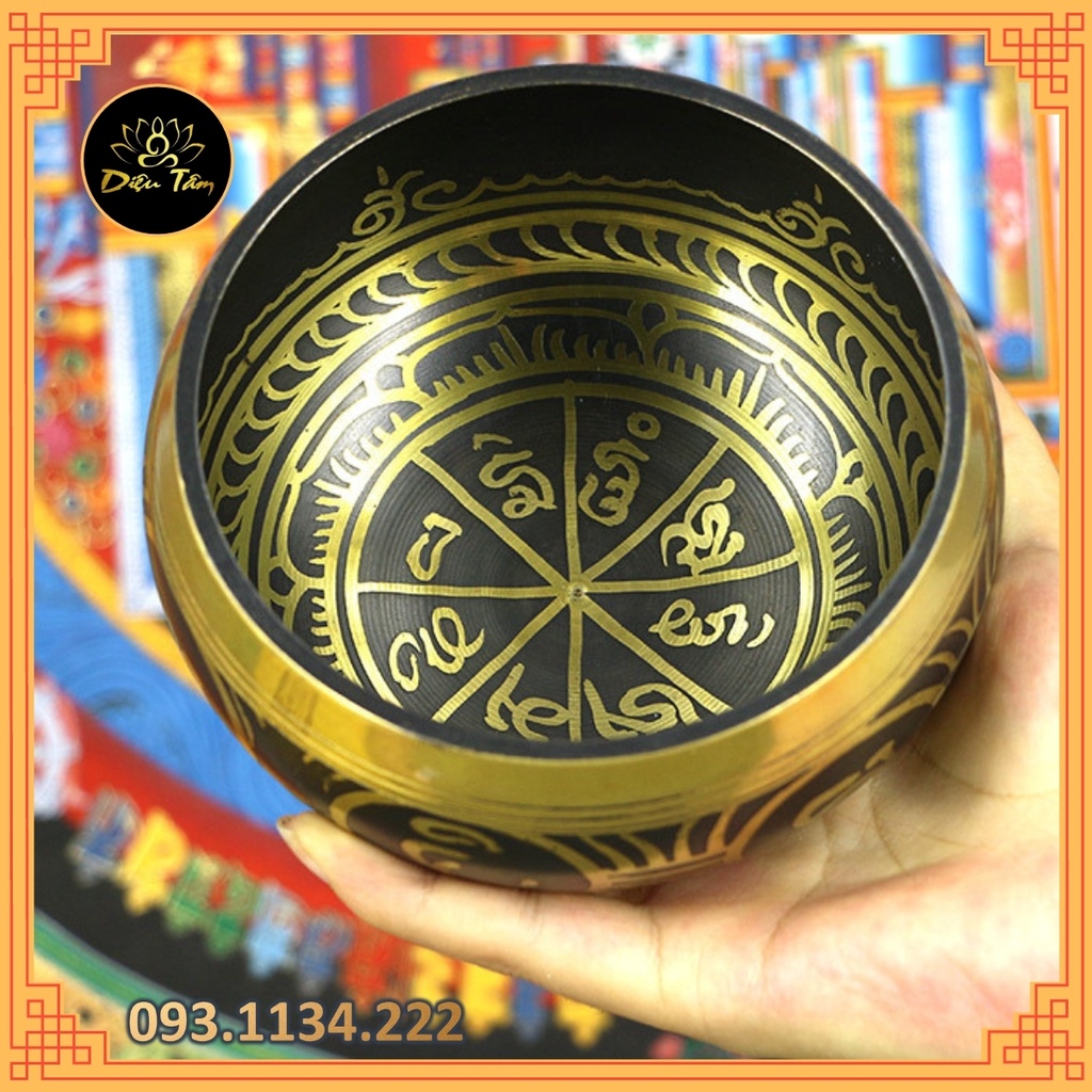 Chuông xoay Nepal thủ công handmade chọn mẫu kèm dùi da