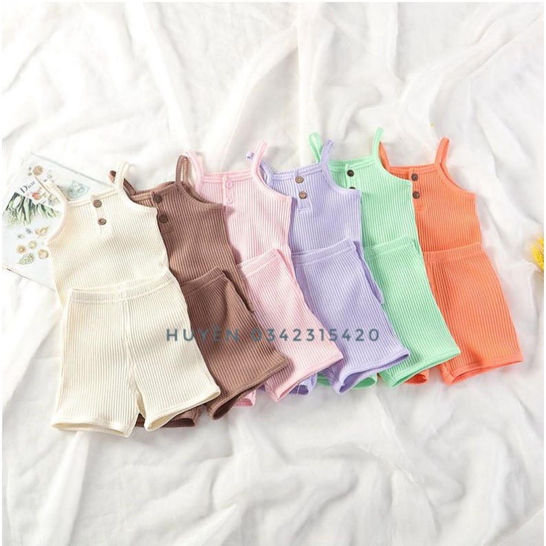 Bộ Ba Lỗ Thun Gân Cúc Ngực Cho Bé Gái