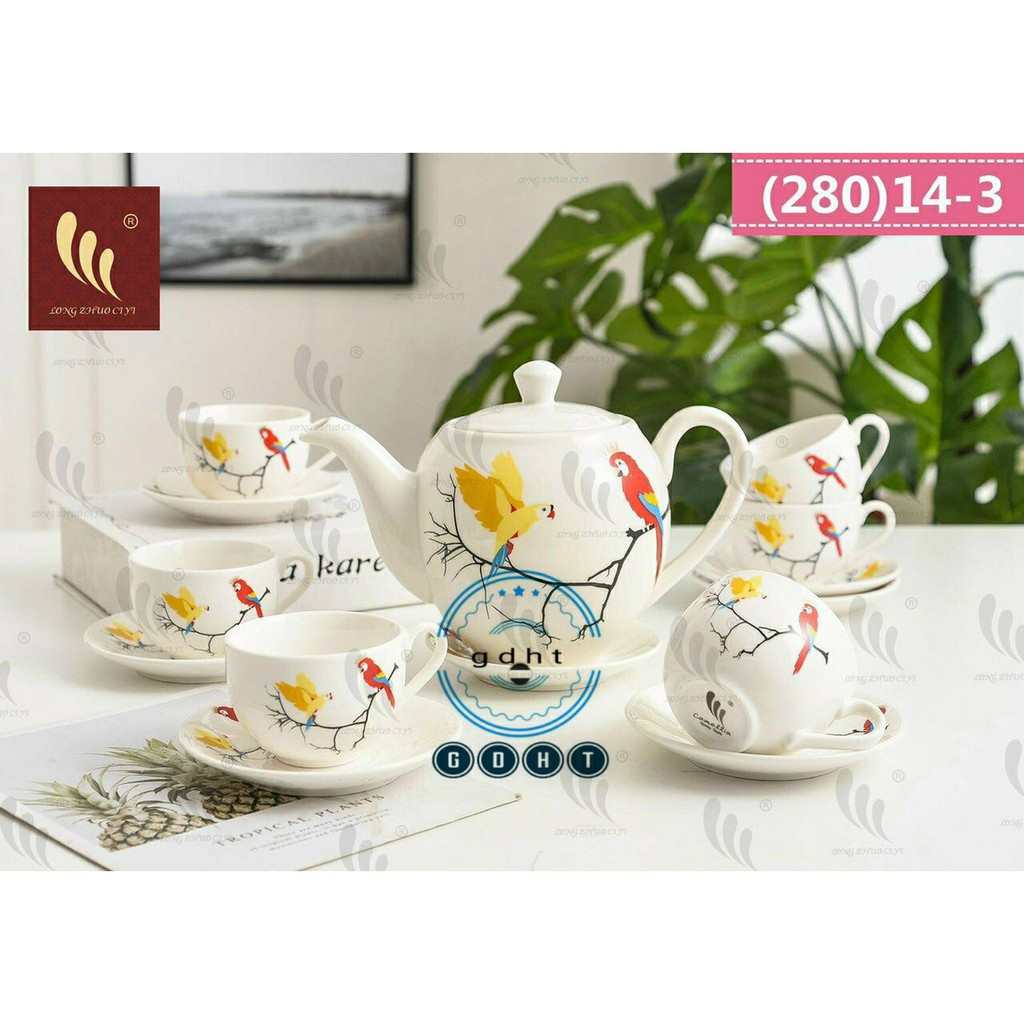 ẤM CHÉN PHA TRÀ SỨ XƯƠNG - 1 ẤM 6 CHÉN 7 TÁCH KÊ