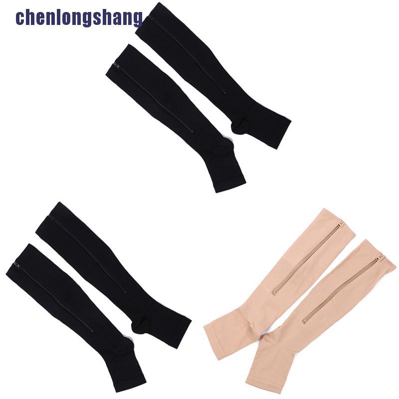 1 Đôi Vớ Nén Hở Ngón Chân Có Khóa Kéo Giảm Đau