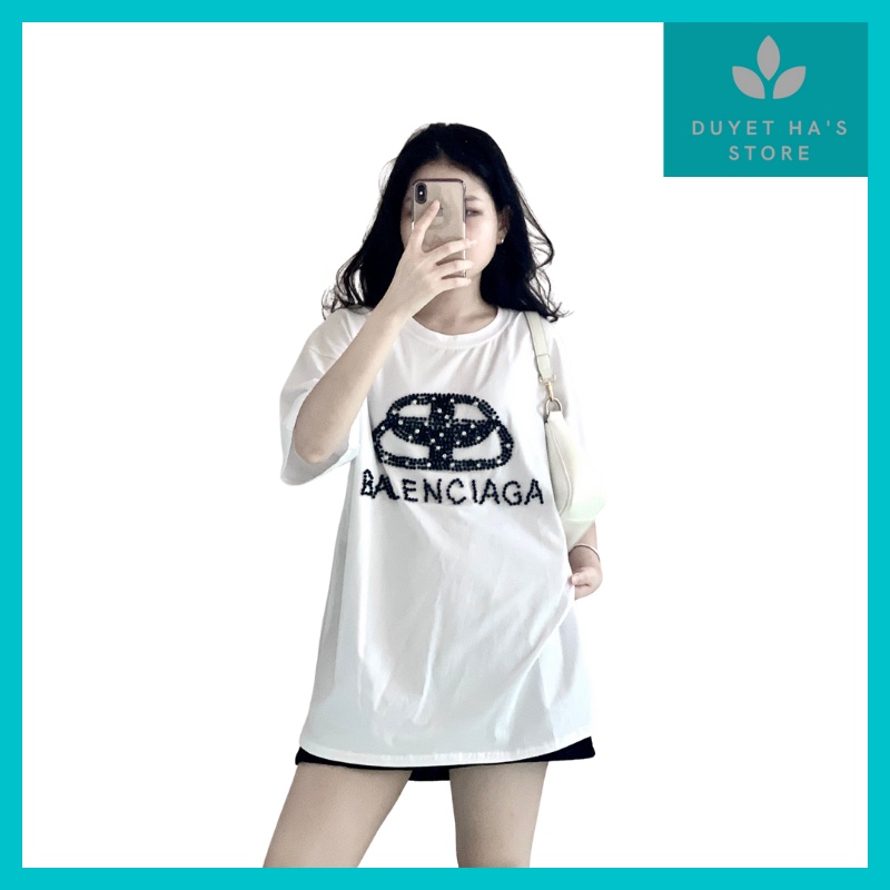 [Ảnh + Video thật] Áo thun nữ Cotton - Áo phông BLENCIAGA cổ tròn, hàng nhập Quảng Châu cao cấp loại 1 - Freesize