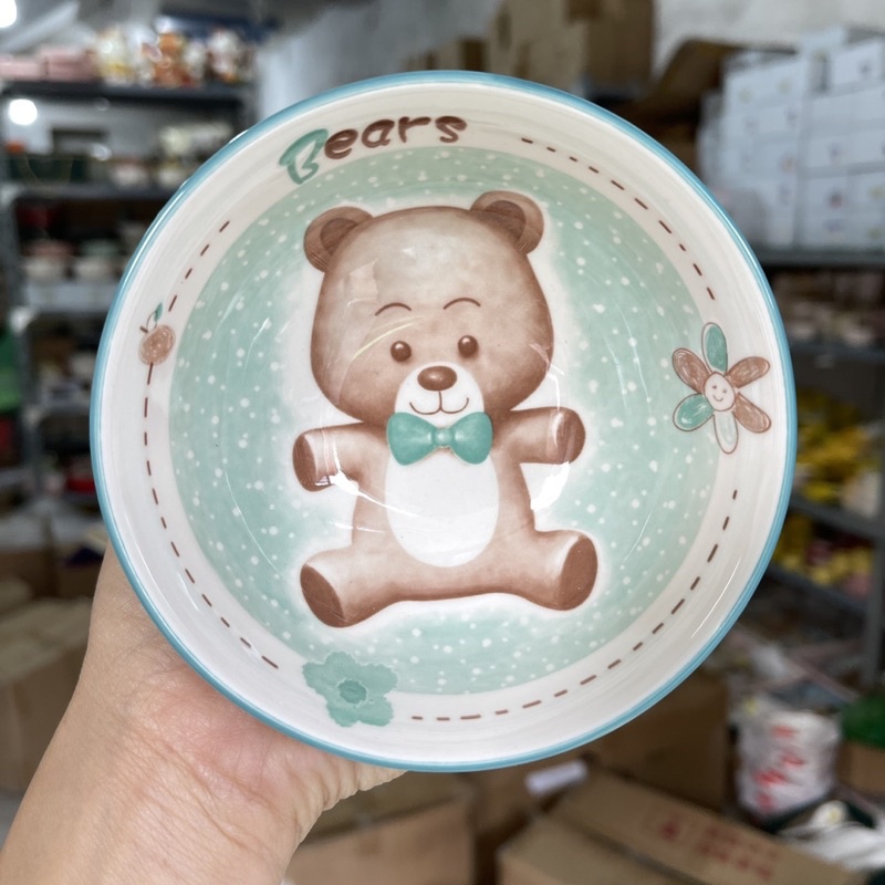 Bộ Bát Đĩa Sứ Chén Dĩa Ăn Cơm Hoạ Tiết Xanh Mint Decor Phong Cách Bắc Âu